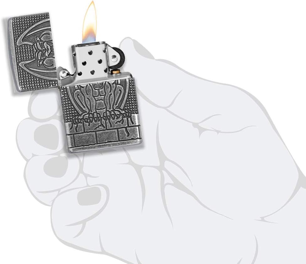 Zippo MultiCut Gargoyle Armor Antique Silver Pocket Lighter, One Size